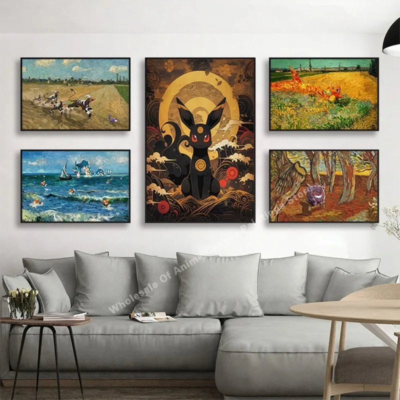 Decorations Pikachu Hanging Paintings Children's Room Cartoon Anime Mural