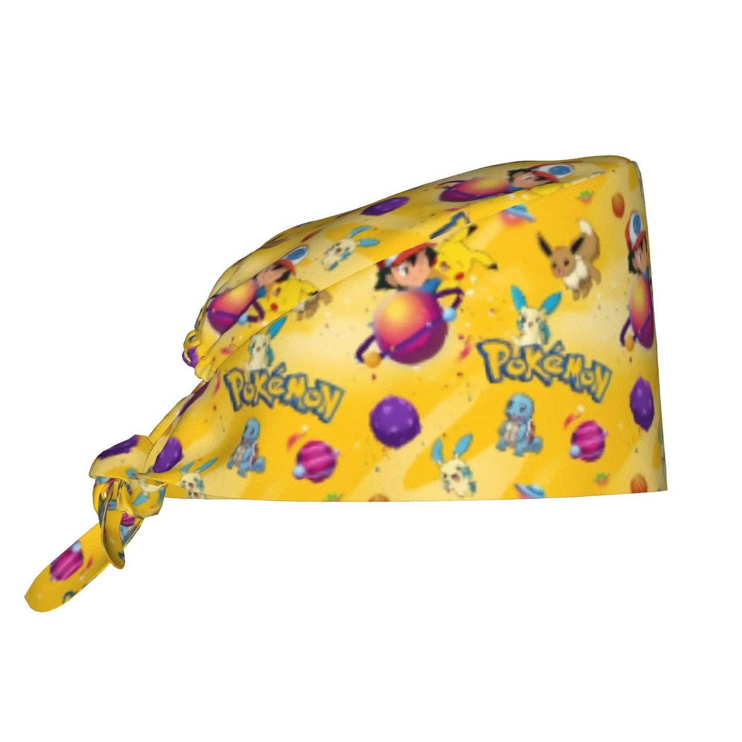 Custom Adjustable Pokemoned P-Pikachus Working Hat Women Men Thunderbolt Cute Printed Surgical Hat for Chef