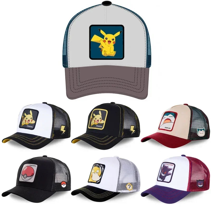 Pokemon Embroidery Hat Pikachu Boys Girls Baseball Cap Summer Sunhat Parent-child Gengar Squirtle Outdoor Sport Shade Caps Gifts