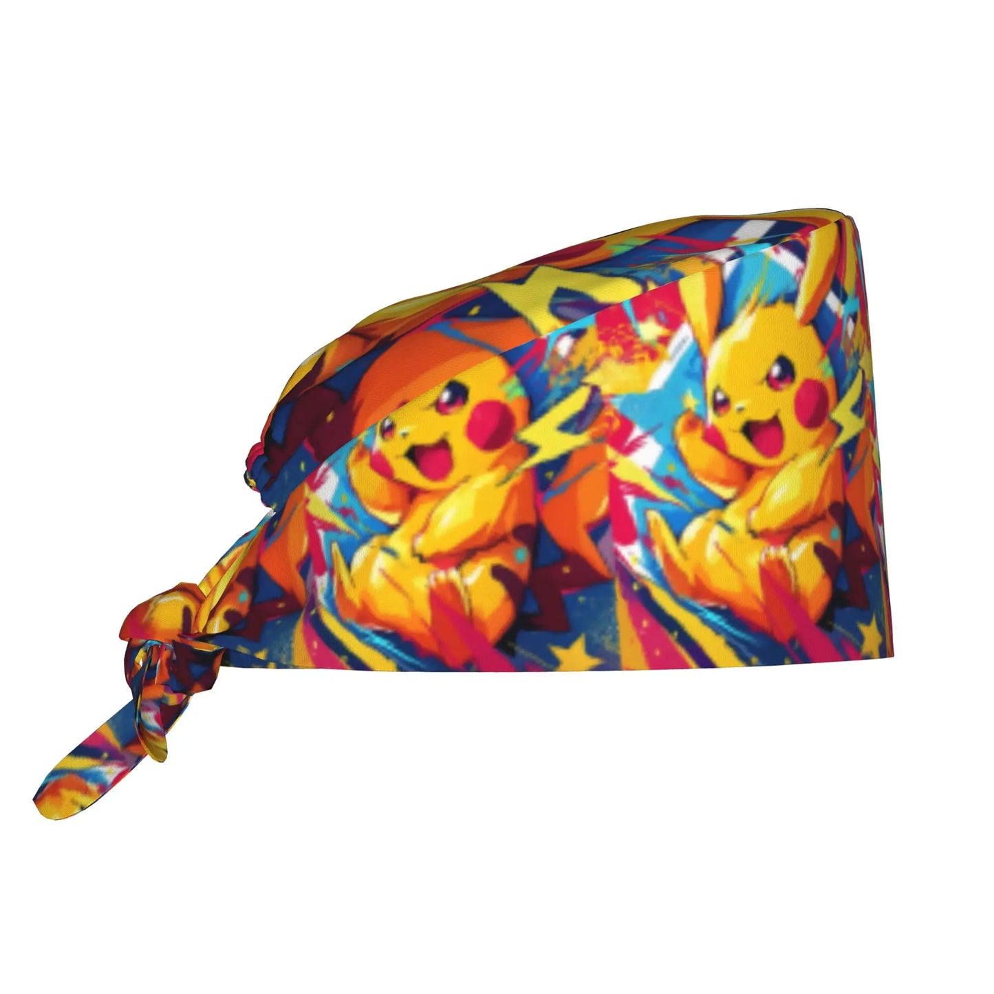 Custom Adjustable Pokemoned P-Pikachus Working Hat Women Men Thunderbolt Cute Printed Surgical Hat for Chef