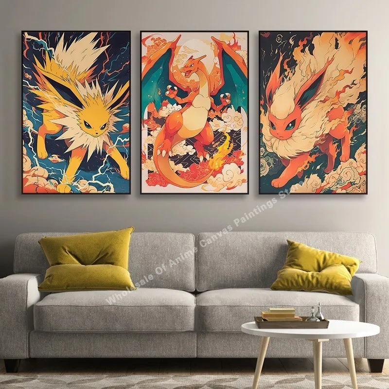 Pikachu anime mural for children's room