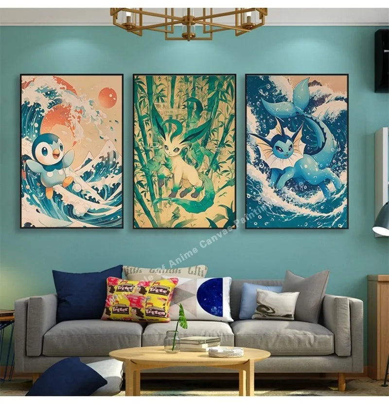 Pikachu anime mural for children's room