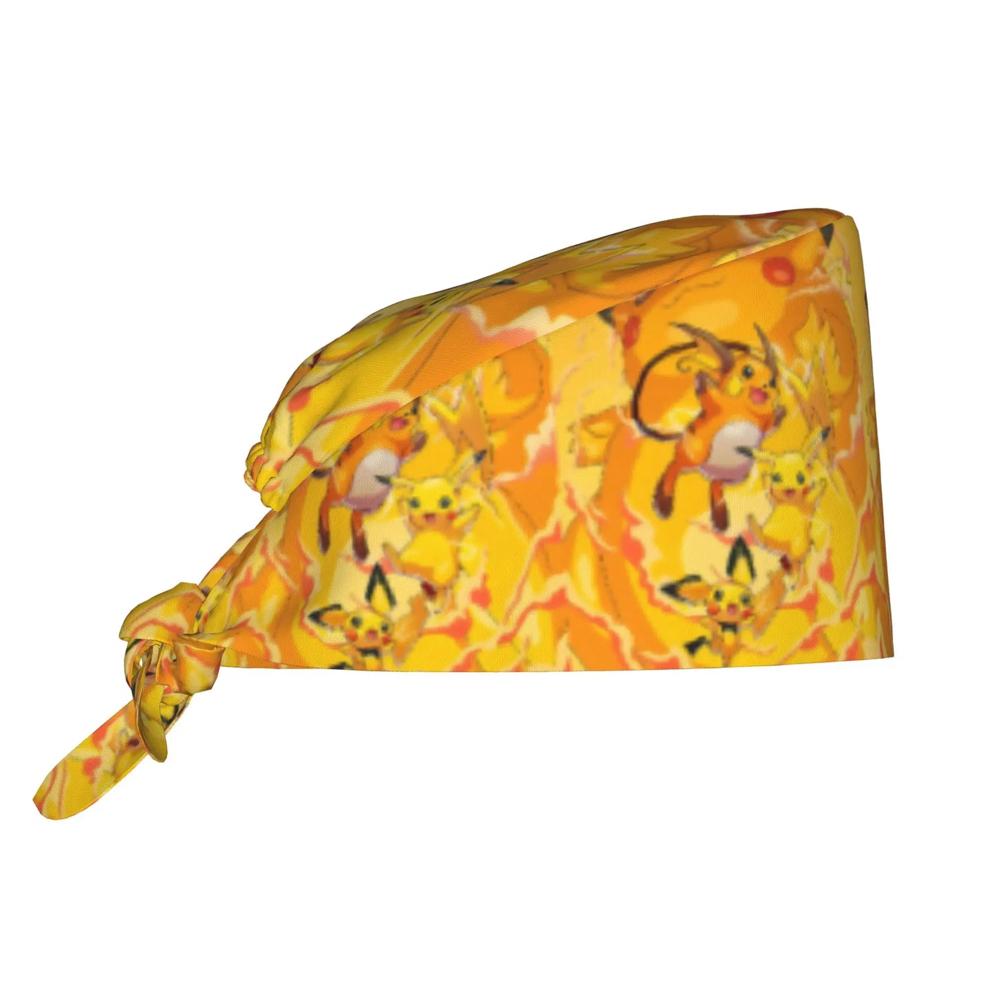 Custom Adjustable Pokemoned P-Pikachus Working Hat Women Men Thunderbolt Cute Printed Surgical Hat for Chef