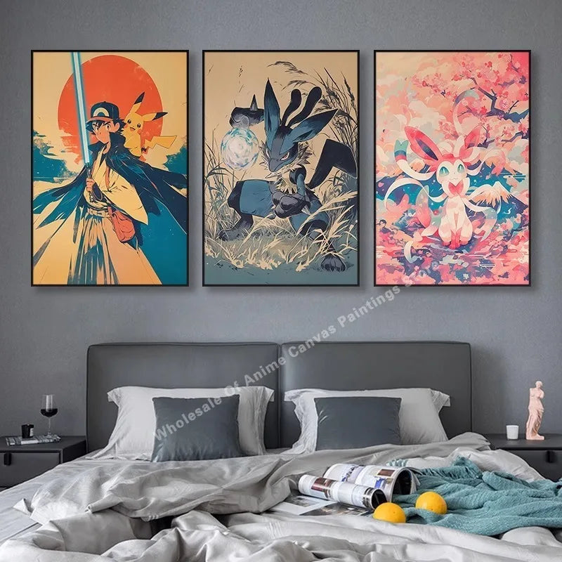 Pikachu anime mural for children's room