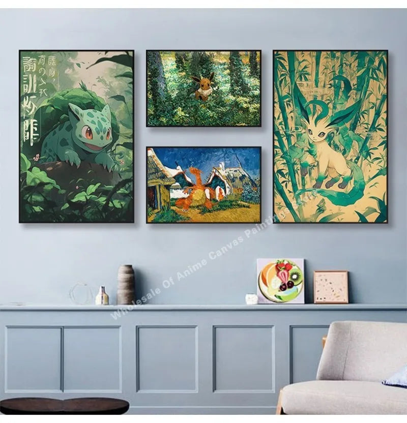 Pikachu anime mural for children's room