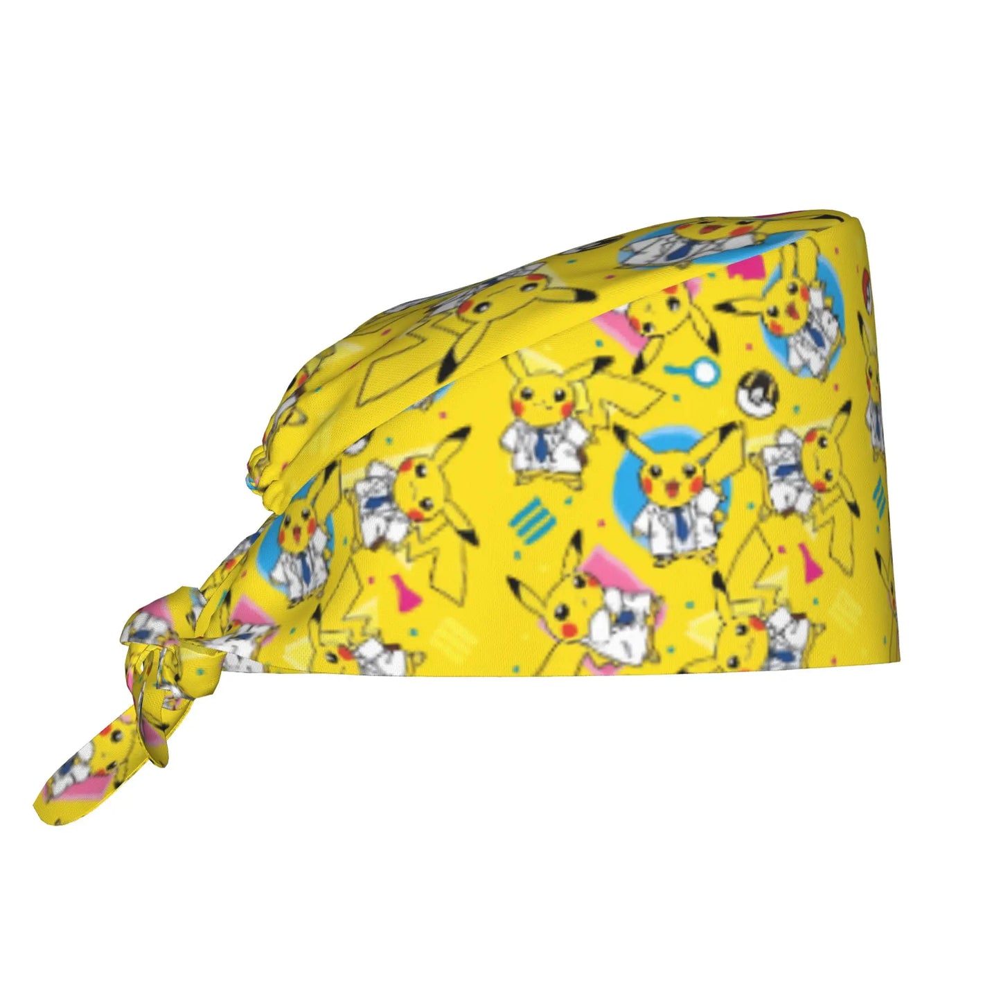 Custom Adjustable Pokemoned P-Pikachus Working Hat Women Men Thunderbolt Cute Printed Surgical Hat for Chef