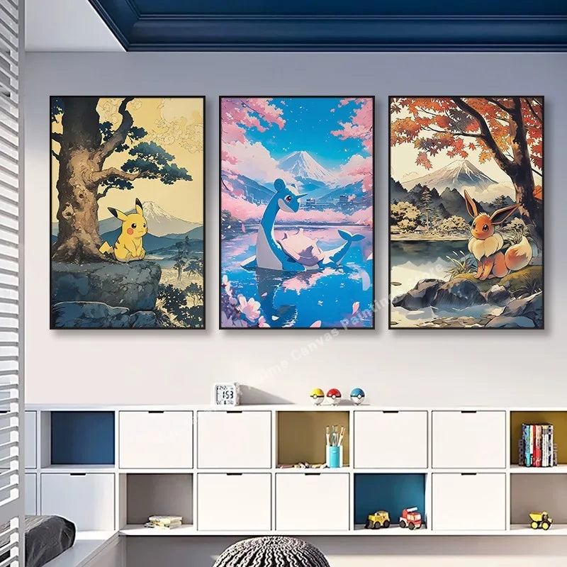 Pikachu anime mural for children's room
